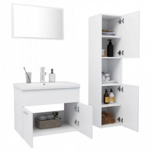 Set mobilier de baie, alb, lemn prelucrat - V3070955V - Img 3