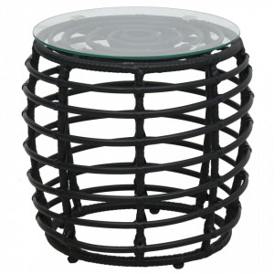 Set mobilier de bistro, 3 piese, negru, poliratan - V48585V - Img 2