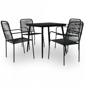 Set mobilier de exterior, 5 piese, negru, franghie si otel - V48569V