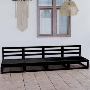 Set mobilier de grădină cu 4 locuri, negru, lemn masiv de pin - V3075343V - Img 2