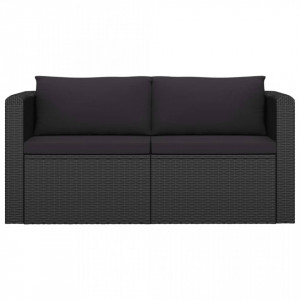 Set mobilier de gradina cu perne, 2 piese, negru, poliratan - V46556V - Img 3