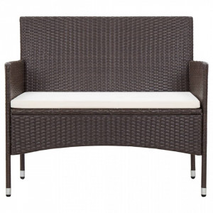 Set mobilier de gradina cu perne, 4 piese, maro, poliratan - V45811V - Img 3