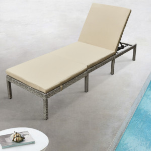 Sezlong, 120 Kg, gri deschis/crem - P76686971 - Img 1