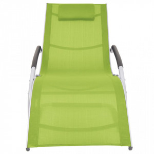 Șezlong cu pernă, verde, aluminiu și textilenă - V47780V - Img 1