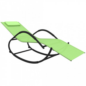 Șezlong de plajă cu balansoar, verde, oțel și textilenă - V318119V