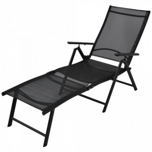 Șezlong de plajă pliabil, negru, aluminiu - V41741V - Img 2