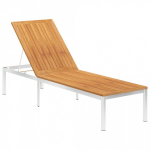 Sezlong, lemn masiv de acacia si otel inoxidabil - V46493V