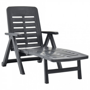 Sezlong pliabil, antracit, plastic - V48756V