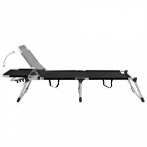 Șezlong pliant Senior, negru, aluminiu, înălțime supimentară - V47913V - Img 4