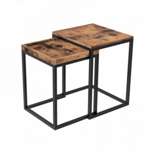 SOMCI6 - Set 2x Masute cafea stil Industrial, 45 x 45 x 55 cm si 40 x 38 x 51 cm