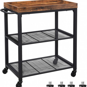 SOMSI3 - Masuta servire cu roti stil Industrial, 60 x 40 x 75 cm