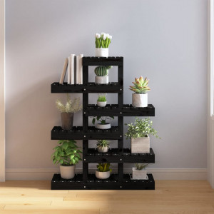 Suport pentru plante, negru, 85x25x109,5 cm, lemn masiv de pin - V822091V - Img 2