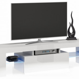 TECOTVA105 - Comoda TV 140 x 40 x 45 cm, Alb-Lucios - Img 1