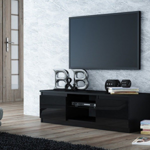 TECOTVN108 - Comoda TV 140 x 40 x 36 cm, Negru-Lucios - Img 2