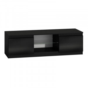TECOTVN108 - Comoda TV 140 x 40 x 36 cm, Negru-Lucios - Img 1