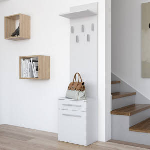 TECUIA107 - Set Cuier hol 50 x 35 x 180 cm - Alb-Mat