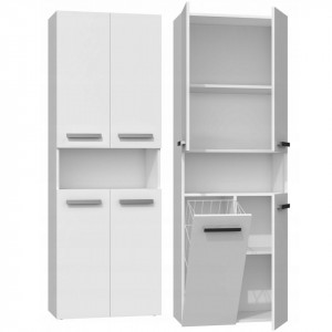 TEDUA106 - Dulap inalt baie, Alb-Mat 60 x 30 x 174 cm, PAL - Img 1