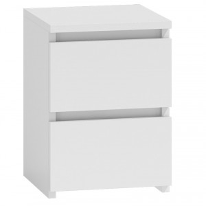 TENO8 - Set 2 Noptiere, 40x40 cm, cu 2 sertare pentru dormitor - Alb-Lucios - Img 2