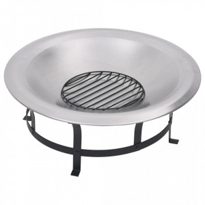Vatră de foc de exterior cu grătar, 76 cm, oțel inoxidabil - V46530V - Img 4