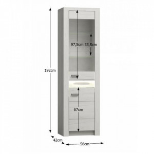 Vitrină, culoarea frasin alb, 56x192x42 cm - TP108484 - Img 5