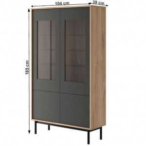 Vitrină, stejar jaskson hickory/grafit, 104x185x39 cm - TP239077 - Img 3
