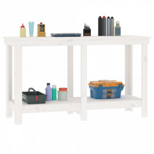 Banc de lucru, alb, 140x50x80 cm, lemn masiv pin - V822507V - Img 4