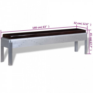 Bancă aviator, 160 x 32 x 45 cm, piele naturală - V244245V - Img 4