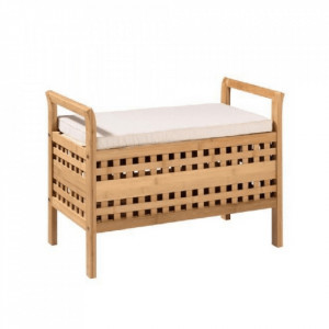 Bancă, băncuţă bambus natural si bej, 69 cm - TP233680 - Img 5