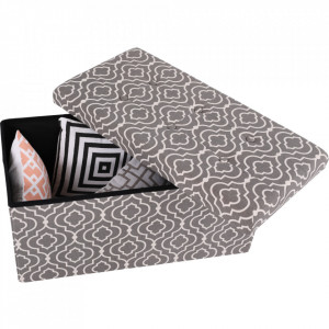 Bancă, băncuţă cu spaţiu pentru depozitare, gri cu imprimeu, 76x38x38 cm - TP297406 - Img 9