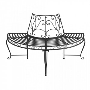 Bancă circulară de copac, 2 buc., negru, Ø160 cm, oțel - V3095716V - Img 3