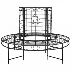 Bancă circulară de copac, negru, Ø137 cm, oțel - V318822V - Img 1