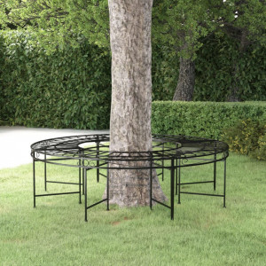 Bancă circulară de copac, negru, Ø160 cm, oțel - V318821V - Img 2