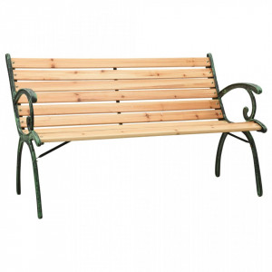 Bancă de grădină, 123 cm, fontă și lemn masiv de brad - V312032V - Img 2