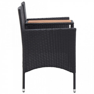 Banca de gradina cu masuta, 2 locuri, negru, 143 cm, poliratan - V46146V - Img 3