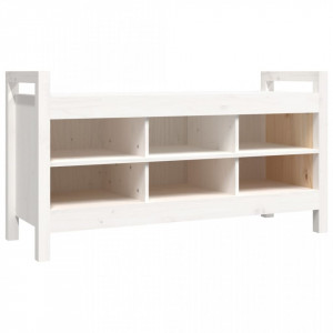 Bancă de hol, alb, 110x40x60 cm, lemn masiv de pin - V821790V