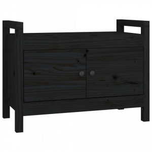 Bancă de hol, negru, 80x40x60 cm, lemn masiv pin - V821783V - Img 1