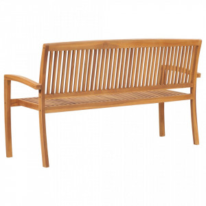 Bancă grădină stivuibilă, 3 locuri, 159 cm, lemn masiv de tec - V49389V - Img 4