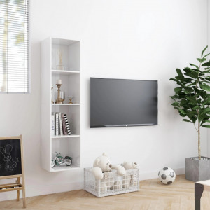 Biblioteca/Comoda TV, alb extralucios, 143 x 30 x 36 cm - V800267V - Img 3