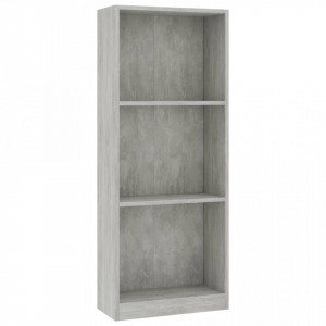 Biblioteca cu 3 rafturi, gri beton, 40 x 24 x 108 cm, PAL - V800832V - Img 2