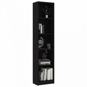 Biblioteca cu 5 rafturi, negru, 40 x 24 x 175 cm, PAL - V800847V - Img 3