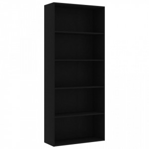 Biblioteca cu 5 rafturi, negru, 80 x 30 x 189 cm, PAL - V801027V - Img 2