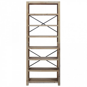Bibliotecă cu 7 rafturi, 80x30x200 cm, lemn masiv de acacia - V345082V - Img 3