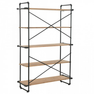 Biblioteca din lemn masiv de brad si otel, 120 x 42 x 180 cm - V246424V - Img 3