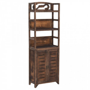Bibliotecă maro închis, 46x24x140 cm, lemn masiv de paulownia - V338506V
