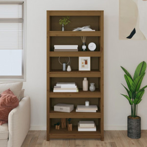 Bibliotecă, maro miere, 80x35x183 cm, lemn masiv de pin - V821697V - Img 3