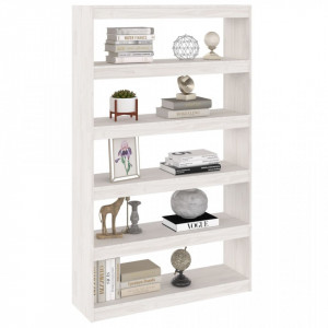Bibliotecă/Separator cameră, alb 100x30x167,5 cm lemn masiv pin - V808224V - Img 4