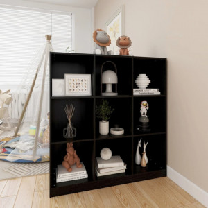 Bibliotecă/Separator cameră negru 104x33,5x110cm lemn masiv pin - V809976V - Img 3