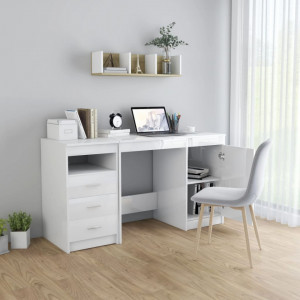 Birou, alb extralucios, 140 x 50 x 76 cm, lemn prelucrat - V3054786V - Img 3