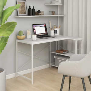 Birou de computer, alb, 110x72x70 cm, lemn prelucrat - V30213V - Img 2