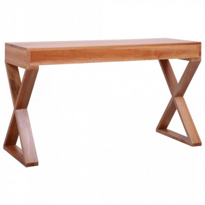 Birou de computer, natural, 115x47x77 cm, lemn masiv de mahon - V337083V - Img 3